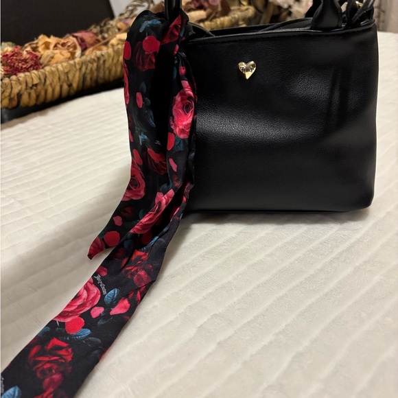 Juicy couture Black Leather Handbag with Floral Scarf - Picture 2 of 2